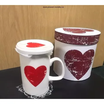 Porcelánový hrnek se srdcem 350 ml - Byliňáček (Bílý hrnek se srdíčkem)