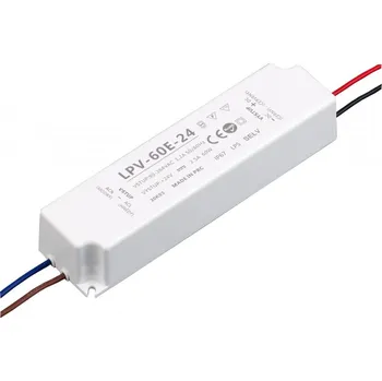 Napájecí zdroj pro osvětlení LPV 60-24 - Elektronický napájecí zdroj MeanWell 24V, 2,5A, 60W, IP67, pro napájení 24V LED pásků, modulů a LED hadic