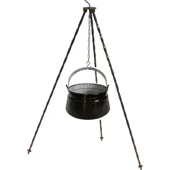 Outdoor vaření Souprava trojnožka 1m + kotlík rybí smalt 6 l (trojnožka 1 m a gulášový kotlík smaltovaný 6 l rybí - sada pro vaše dobrodružství v přírodě)