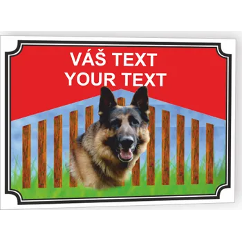 Plechová cedule Tabulka s Vaším vlastním textem Pozor pes
