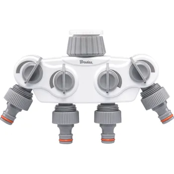 Zavlažování Čtyřcestný rozdělovač s připojovacím šroubením Bradas