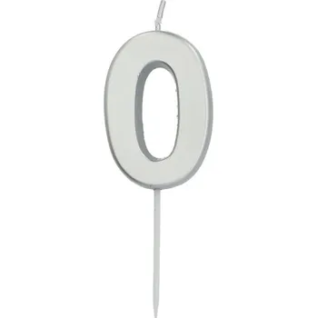 Dortová svíčka malá 0 - stříbrná, 5 cm