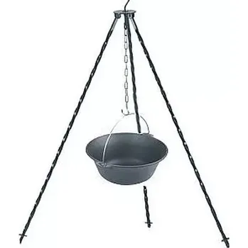 Kempingové nádobí Souprava trojnožka 1,25 m + litinový kotlík 22 litrů (trojnožka 1,25 m, gulášový litinový kotlík 22 l, kvalitní soupravu na vaření na ohni v přírodě)