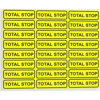 Total stop - stop tlačítko Samolepka 75 x 25 mm tl. 0.1 mm - arch 24 ks - Kód: 09169