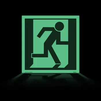 Nouzový východ (vpravo) EN ISO 7010 Samolepka 150 x 150 mm tl. 0.4 mm - fotoluminiscenční - Kód: 16725