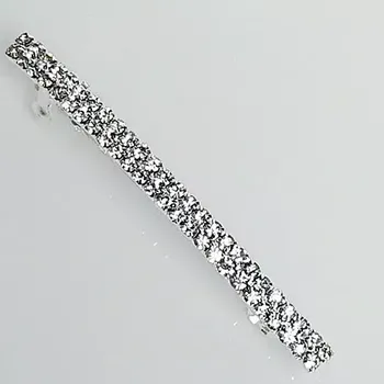 Francouzská štrasová spona 2 řady kamínků - stříbrná