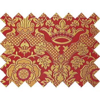 HEDVA ČESKÝ BROKÁT Vzorek brokátu 5x10cm 51324 PĚTILISTÁ RŮŽE S KORUNKOU červená | 13