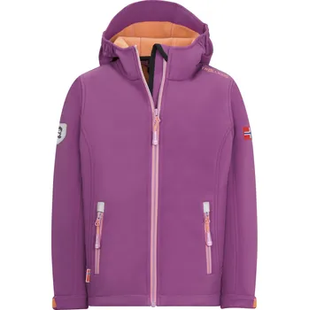 Dívčí bunda DĚTSKÁ ZATEPLENÁ SOFTSHELLOVÁ BUNDA TROLLKIDS TROLLFJORD , MALLOW PINK / PAPAYA Velikost: 98
