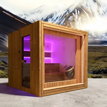 Exteriérová finská/bio sauna s obkladem z thermowoodu ARIA – ve smontovaném stavu - VMS-ARIA