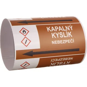Páska na značení potrubí Signus M25 - KAPALNÝ KYSLÍK Samolepka 100 x 77 mm, délka 1,5 m, Kód: 26066