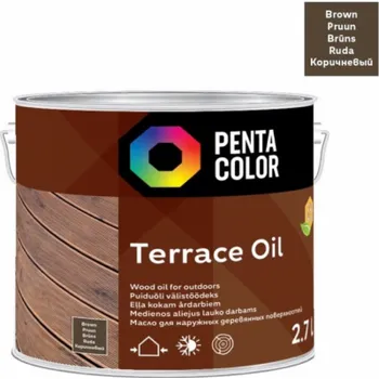barva a nátěr na dřevo Tungu olej na terasy Pentacolor Terrace Oil, hnědý, 2,7l