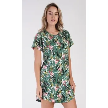 Dámská noční košile Dámská noční košile s krátkým rukávem Vienetta Secret Michaela smaragdová XL