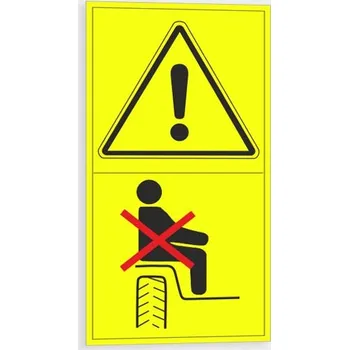 Výstraha - Nesedej-nepřepravuj za jízdy osoby na této části energetického stroje Samolepka 45 x 85 mm tl. 0.1 mm - arch 12 ks - Kód: 09161