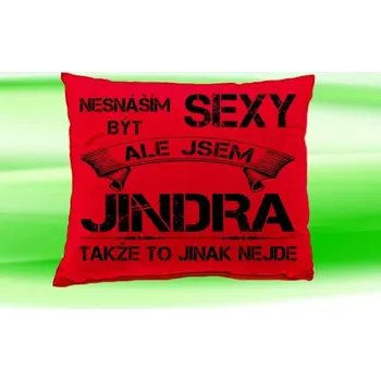 Dekorativní polštářek Polštář se jménem JINDRA Červený (polštářek nesnáším být sexy ale jsem ???)