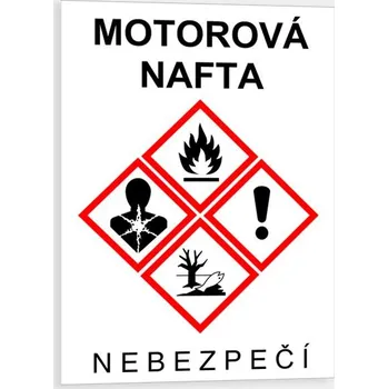 Značení MOTOROVÁ NAFTA CLP (GHS) Samolepka 74 x 105 mm tl. 0.1 mm - Kód: 13007