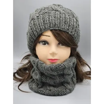 Nákrčník Ručně pletený nákrčník - copánky - tmavě šedý