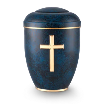 Smuteční dekorace Ekologická urna Rustica - Kříž/Modrá