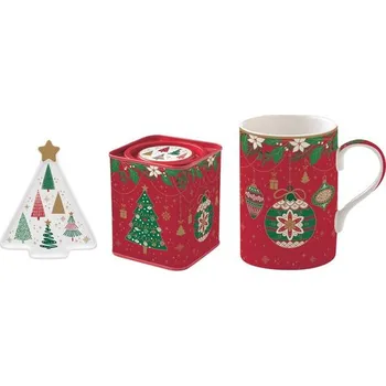 Konvice na čaj Vánoční sada na čaj: hrnek, dóza, odkladač Jingle Bells, Easy Life