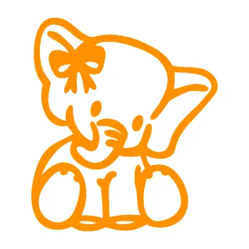 Samolepící dekorace Slon 033 pravá slůně s mašlí (06 - oranžová) SAMOLEPKA NA AUTO, NÁLEPKA, FÓLIE, POLEP, TUNING, VLASTNÍ TEXT, TISK, AUTOSAMOLEPKY.cz, POLEPY, OBRÁZEK, LOGO, 3D STICKERS