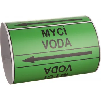 Páska na značení potrubí Signus M25 - MYCÍ VODA Samolepka 130 x 100 mm, délka 1,5 m, Kód: 25981