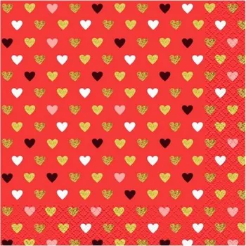 Party nádobí Papírové ubrousky XOXO 33 x 33 cm - červené