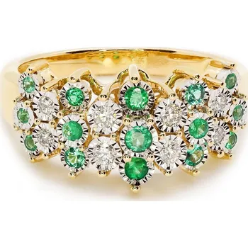 Prsten Zlatý prsten se smaragdy a diamanty 55070