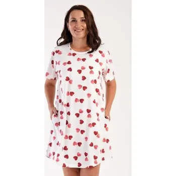Dámské šaty Dámské domácí šaty s krátkým rukávem Vienetta Secret Valentýna jahodová 4XL