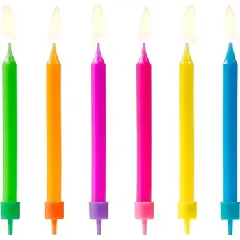 Dortová svíčka Dortové svíčky barevné 6 ks - 6,5cm, PartyDeco