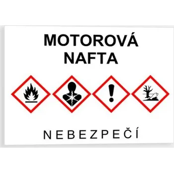 Značení MOTOROVÁ NAFTA CLP (GHS) Samolepka 210 x 148 mm (A5) tl. 0.1 mm - Kód: 13012