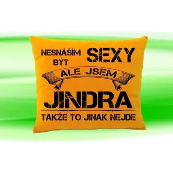 Dekorativní polštářek Polštář se jménem JINDRA Medový (polštářek nesnáším být sexy ale jsem ???)