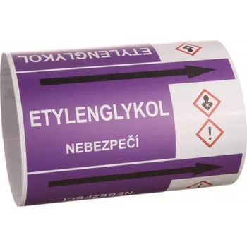 Páska na značení potrubí Signus M25 - ETYLENGLYKOL Samolepka 100 x 77 mm, délka 1,5 m, Kód: 25948