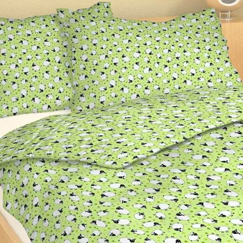 Povlečení Dětské povlečení bavlna beránci na zelené - 100x135 + 40x60 cm