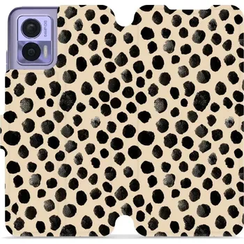 Pouzdro na mobilní telefon Flipové pouzdro Mobiwear - Motorola Edge 30 Neo - VA50S Černé puntíky (Knížkové flip pouzdro, obal, kryt na mobil Motorola Edge 30 Neo - VA50S Černé puntíky, materiál Umělá kůže + TPU - ochrana 360°, stojánek, silikonová vanička, magnetické zavírání)