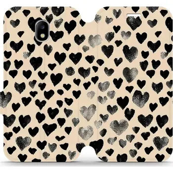 Pouzdro na mobilní telefon Flipové pouzdro Mobiwear - Samsung Galaxy J5 2017 - VA51S Černá srdíčka (Knížkové flip pouzdro, obal, kryt na mobil Samsung Galaxy J5 2017 - VA51S Černá srdíčka, materiál Umělá kůže + TPU - ochrana 360°, stojánek, silikonová vanička, magnetické zavírání)