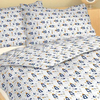 Povlečení Dětské povlečení krep domečky s ptáčky - 100x135 + 40x60 cm