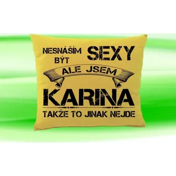 Dekorativní polštářek Polštář se jménem KARINA Béžový (polštářek nesnáším být sexy ale jsem ???)