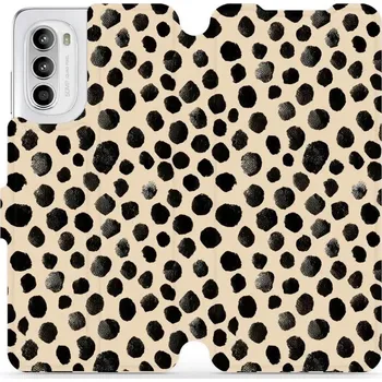 Pouzdro na mobilní telefon Flipové pouzdro Mobiwear - Motorola Moto G52 - VA50S Černé puntíky (Knížkové flip pouzdro, obal, kryt na mobil Motorola Moto G52 - VA50S Černé puntíky, materiál Umělá kůže + TPU - ochrana 360°, stojánek, silikonová vanička, magnetické zavírání)
