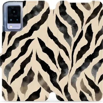 Pouzdro na mobilní telefon Flipové pouzdro Mobiwear - Vivo V21 5G - VA53S Zebří (Knížkové flip pouzdro, obal, kryt na mobil Vivo V21 5G - VA53S Zebří, materiál Umělá kůže + TPU - ochrana 360°, stojánek, silikonová vanička, magnetické zavírání)
