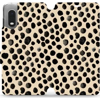 Pouzdro na mobilní telefon Flipové pouzdro Mobiwear - Samsung Galaxy Xcover PRO - VA50S Černé puntíky (Knížkové flip pouzdro, obal, kryt na mobil Samsung Galaxy Xcover PRO - VA50S Černé puntíky, materiál Umělá kůže + TPU - ochrana 360°, stojánek, silikonová vanička, magnetické)