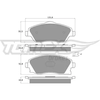 Brzdová destička Sada brzdových destiček, kotoučová brzda TOMEX Brakes TX 12-19