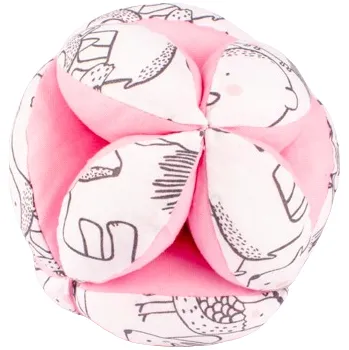 Výuková hračka MyMoo Montessori úchopový míček - Lesní zvířátka/růžová