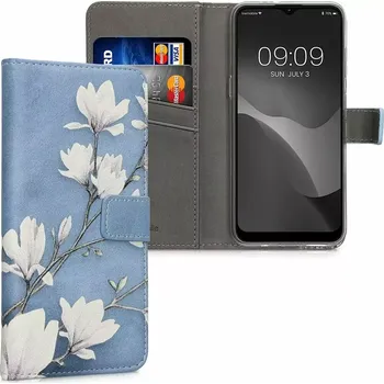 Pouzdro na mobilní telefon Luxusní flipové pouzdro KWmobile Chic Wallet na Nokia G21 / Nokia G11 Modré magnólie (Flipové knížkové vyklápěcí pouzdro KWmobile Wallet na mobilní telefon Nokia G21 / Nokia G11 Modré magnólie)
