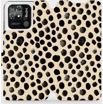 Pouzdro na mobilní telefon Flipové pouzdro Mobiwear - Xiaomi Redmi 10C - VA50S Černé puntíky (Knížkové flip pouzdro, obal, kryt na mobil Xiaomi Redmi 10C - VA50S Černé puntíky, materiál Umělá kůže + TPU - ochrana 360°, stojánek, silikonová vanička, magnetické zavírání)