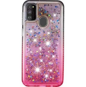 Pouzdro na mobilní telefon Třpytkové pouzdro Sand Case Diamond na mobil Samsung Galaxy M21 Růžové - čiré (Silikonový třpytkový kryt či obal na mobilní telefon Samsung Galaxy M21 Růžové - čiré)
