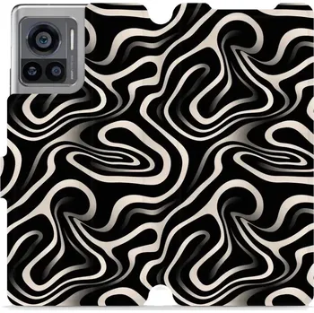 Pouzdro na mobilní telefon Flipové pouzdro Mobiwear - Motorola Edge 30 Ultra - VA63S Vlnky a linky (Knížkové flip pouzdro, obal, kryt na mobil Motorola Edge 30 Ultra - VA63S Vlnky a linky, materiál Umělá kůže + TPU - ochrana 360°, stojánek, silikonová vanička, magnetické zavírání)