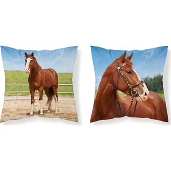Povlak na dekorativní polštářek DETEXPOL Povlak na polštářek Kůň v ohradě micro Polyester, 40/40 cm