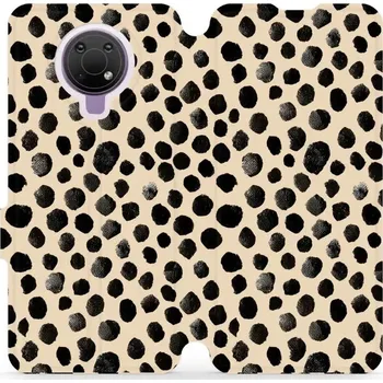 Pouzdro na mobilní telefon Flipové pouzdro Mobiwear - Nokia G20 / Nokia G10 - VA50S Černé puntíky (Knížkové flip pouzdro, obal, kryt na mobil Nokia G20 / Nokia G10 - VA50S Černé puntíky, materiál Umělá kůže + TPU - ochrana 360°, stojánek, silikonová vanička, magnetické zavírání)