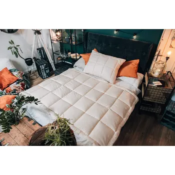 přikrývka NATUR SET Z OVČÍ VLNY Celoroční přikrývka + vlněný polštář - 240x220 + 2x 70x90 cm , 100% Bio Bavlna