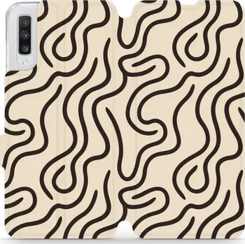 Pouzdro na mobilní telefon Flipové pouzdro Mobiwear - Samsung Galaxy A70 - VA60S Linky (Knížkové flip pouzdro, obal, kryt na mobil Samsung Galaxy A70 - VA60S Linky, materiál Umělá kůže + TPU - ochrana 360°, stojánek, silikonová vanička, magnetické zavírání)