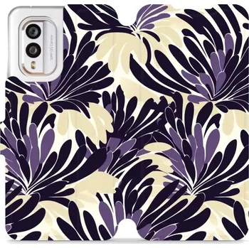 Pouzdro na mobilní telefon Flipové pouzdro Mobiwear - Nokia X30 5G - VA47S Fialová flóra (Knížkové flip pouzdro, obal, kryt na mobil Nokia X30 5G - VA47S Fialová flóra, materiál Umělá kůže + TPU - ochrana 360°, stojánek, silikonová vanička, magnetické zavírání)